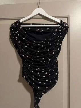 Abercrombie & Fitch Black Polka Dot Mesh Bodysuit